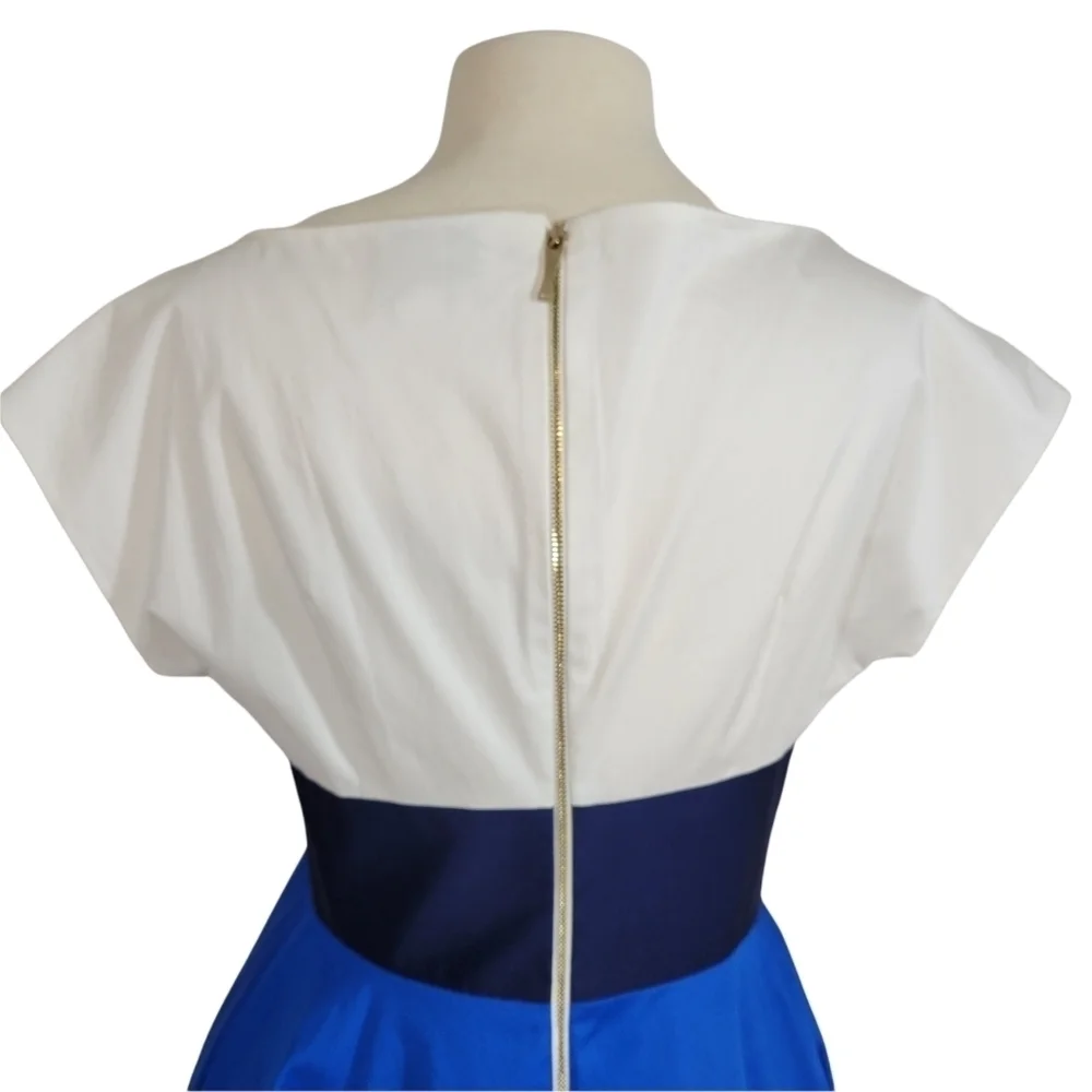 Kate Spade Fiorella Blue & White Colorblock Cupcake Dress